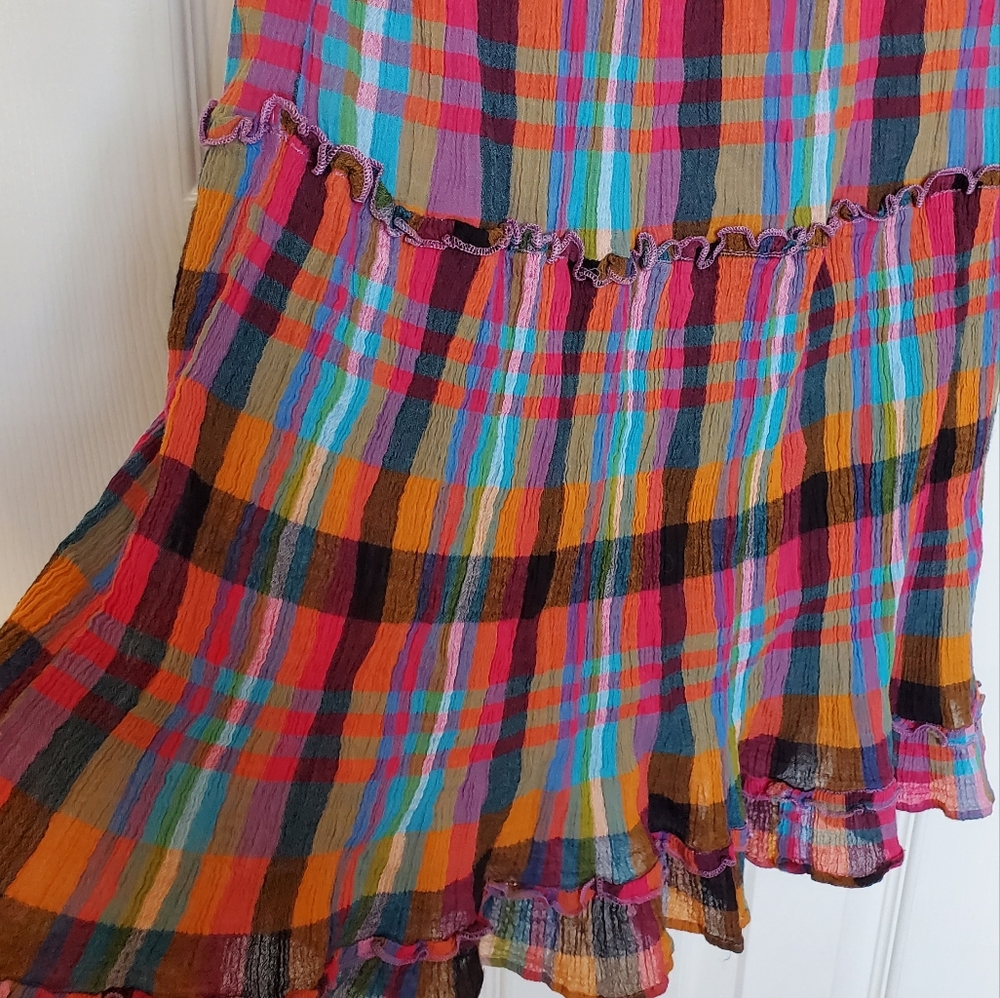 Jun & Ivy Gingham Multi Colored Flutter Sleeve Ti… - image 3